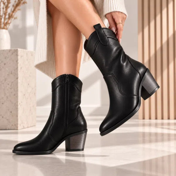 Passante Ciocate damă din piele naturală neagra cu toc stabil 5,5 cm – elegante și confortabile