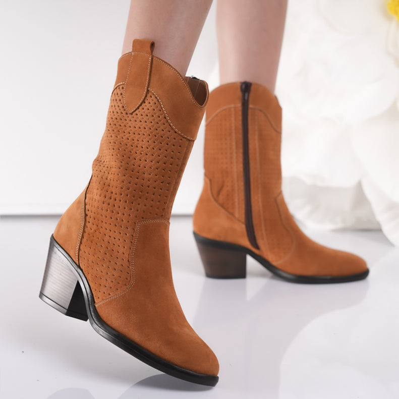 Passante Ciocate Damă Piele Naturală Camel – toc 5,5 cm