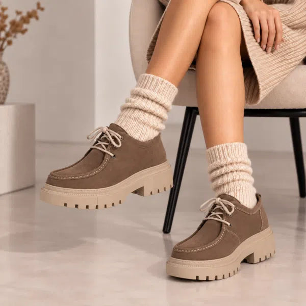 passante Pantofi damă RANIA din piele naturală intoarsa taupe