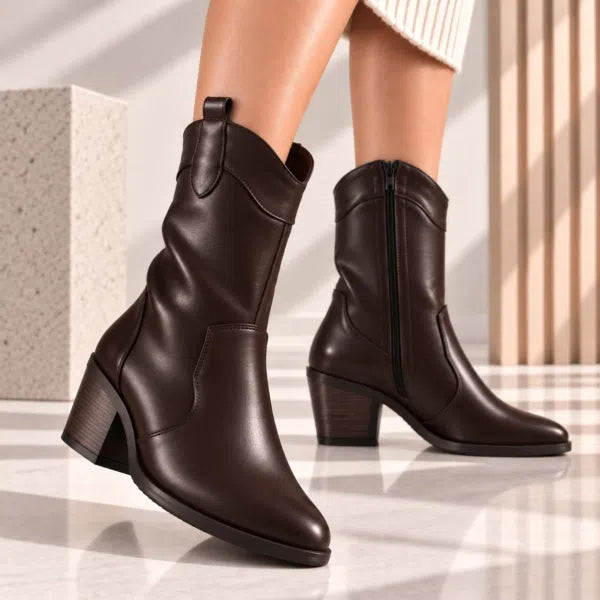 Passante Ciocate damă din piele naturală maro cu toc stabil 5,5 cm – elegante și confortabile