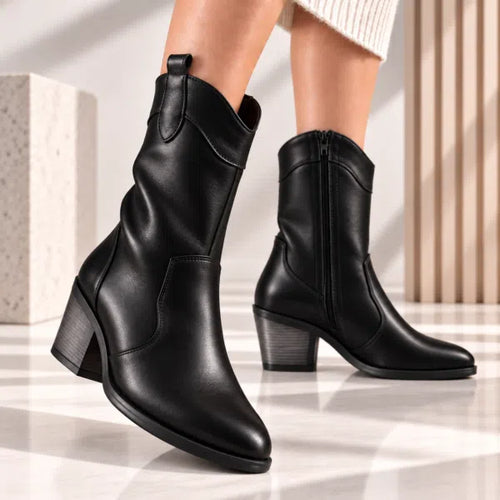 Passante Ciocate damă din piele naturală neagra cu toc stabil 5,5 cm – elegante și confortabile