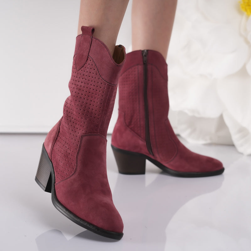 Passante Ciocate Damă Piele Naturală Bordo – toc 5,5 cm