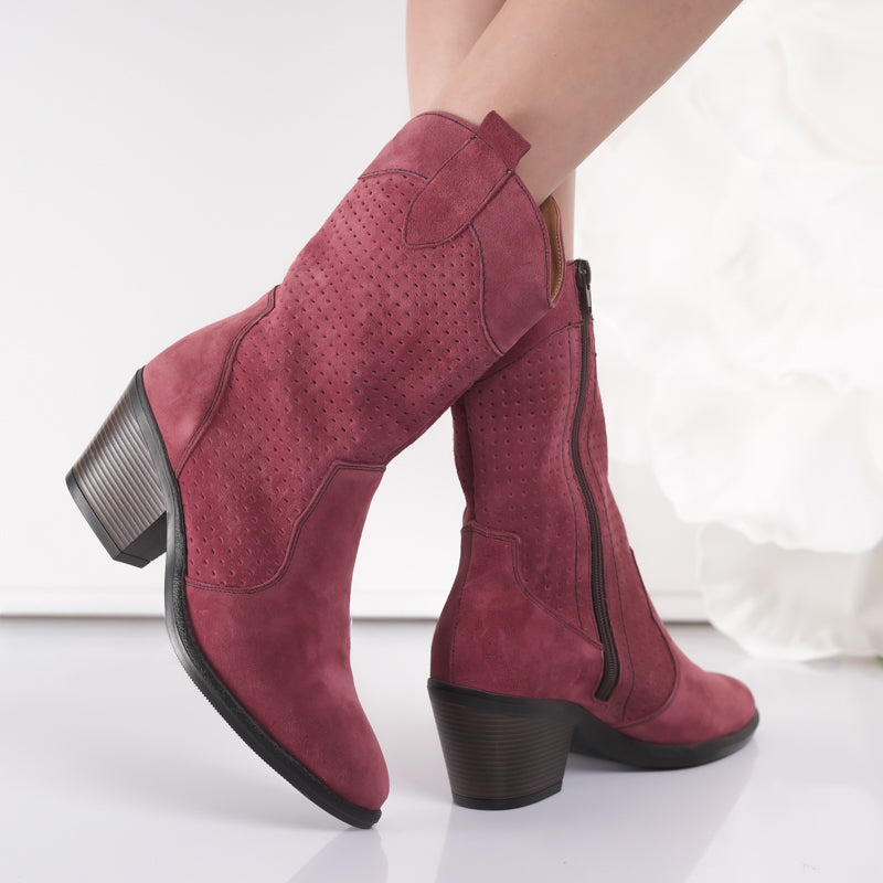 Passante Ciocate Damă Piele Naturală Bordo – toc 5,5 cm