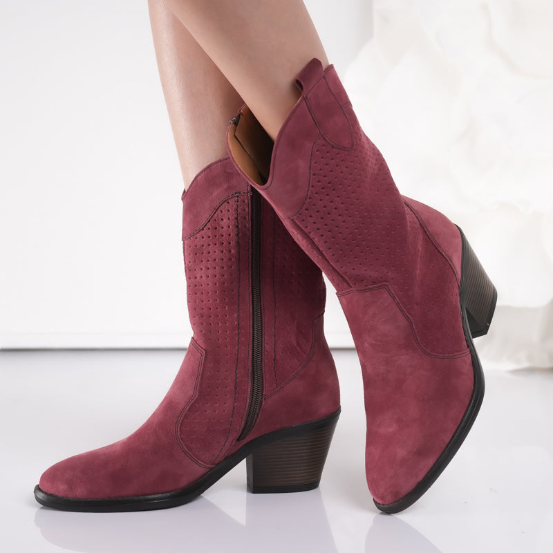 Passante Ciocate Damă Piele Naturală Bordo – toc 5,5 cm