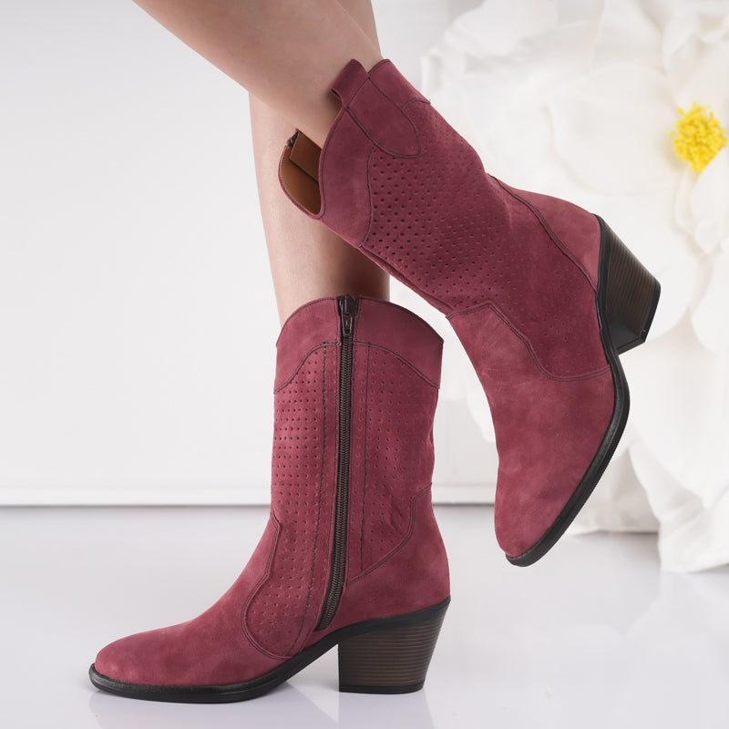 Passante Ciocate Damă Piele Naturală Bordo – toc 5,5 cm