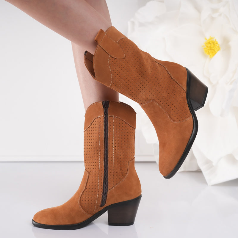 Passante Ciocate Damă Piele Naturală Camel – toc 5,5 cm