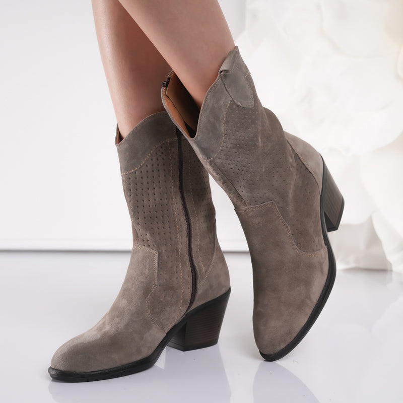 Passante Ciocate Damă Piele Naturală Taupe – toc 5,5 cm