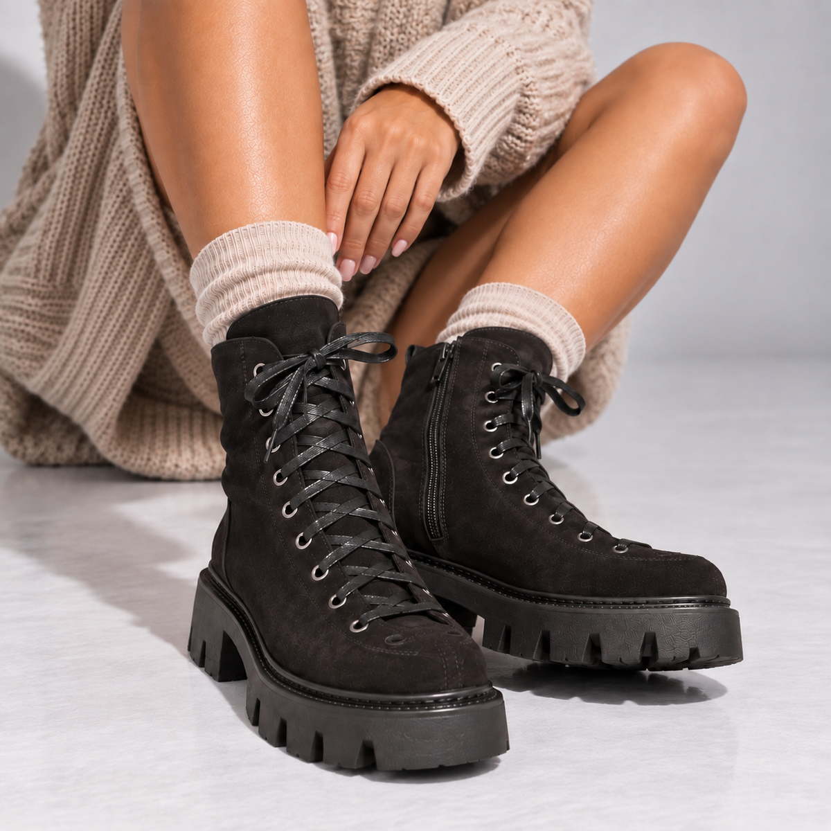Passante Ghete Damă AMELIA din Piele Naturală Întoarsă, Talpă 3 cm, Maro