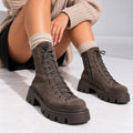 Passante Ghete Damă AMELIA din Piele Naturală Întoarsă, Talpă 3 cm, Taupe