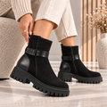 Passante Ghete Damă ZARIA din Piele Naturală cu Talpă, 4 cm, Negre